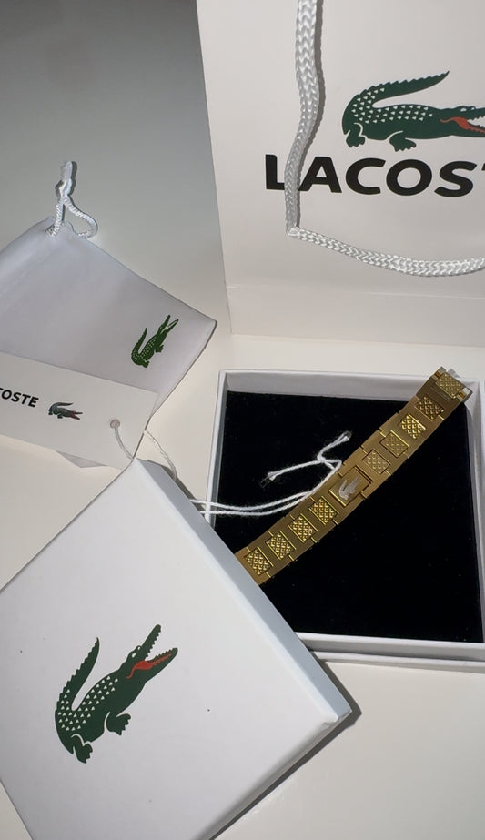 Lacoste bracelet with bag and box gold